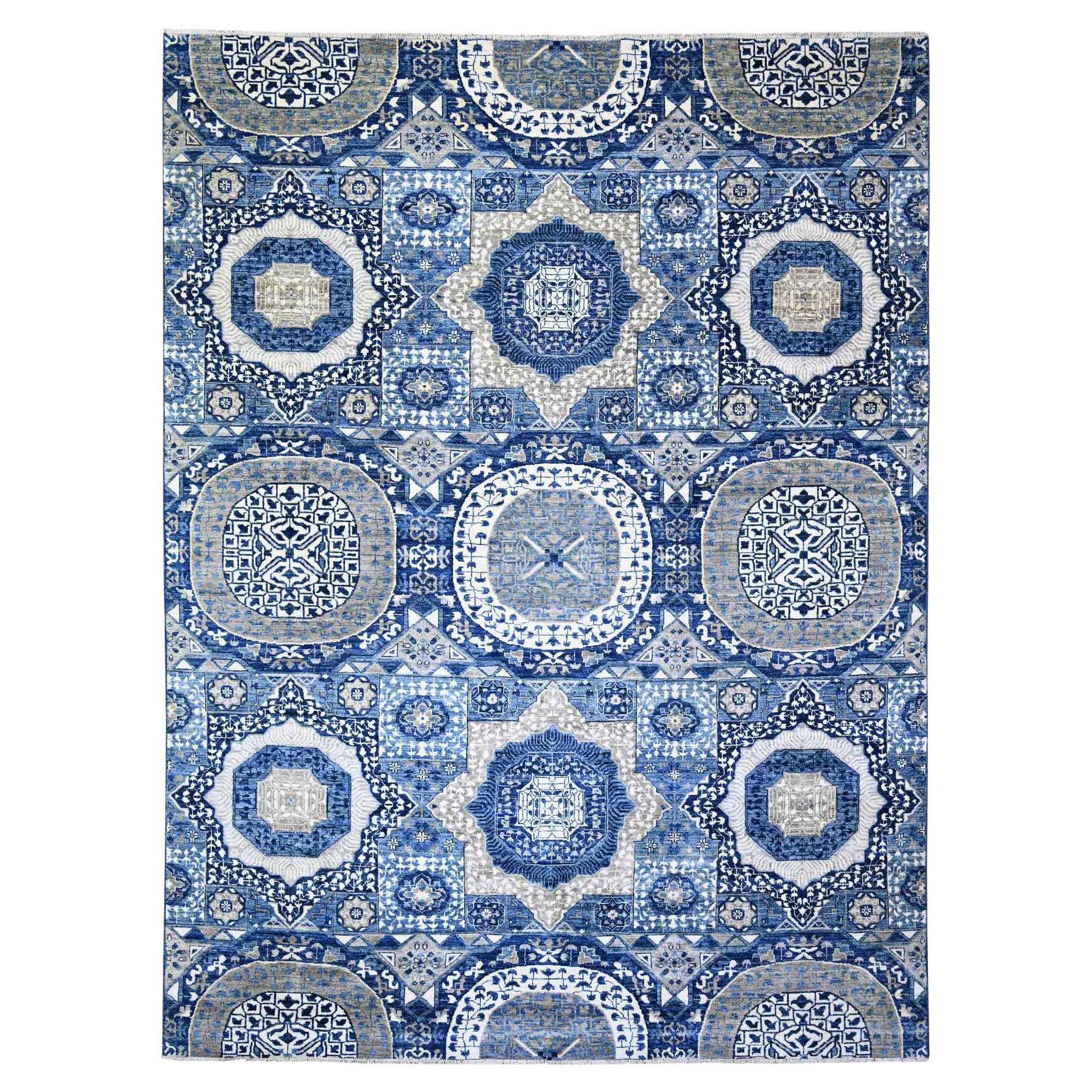 8'10"x11'8" Air Force Blue Hand Knotted Finer Peshawar Soft Wool Oriental Rug