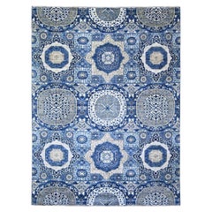 8'10"x11'8" Air Force Blue Hand Knotted Finer Peshawar Soft Wool Oriental Rug