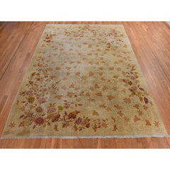 8'10"x11'8" Antique Chinese Nichols Art Deco Brown Wool Hand Knotted 1930s Rug