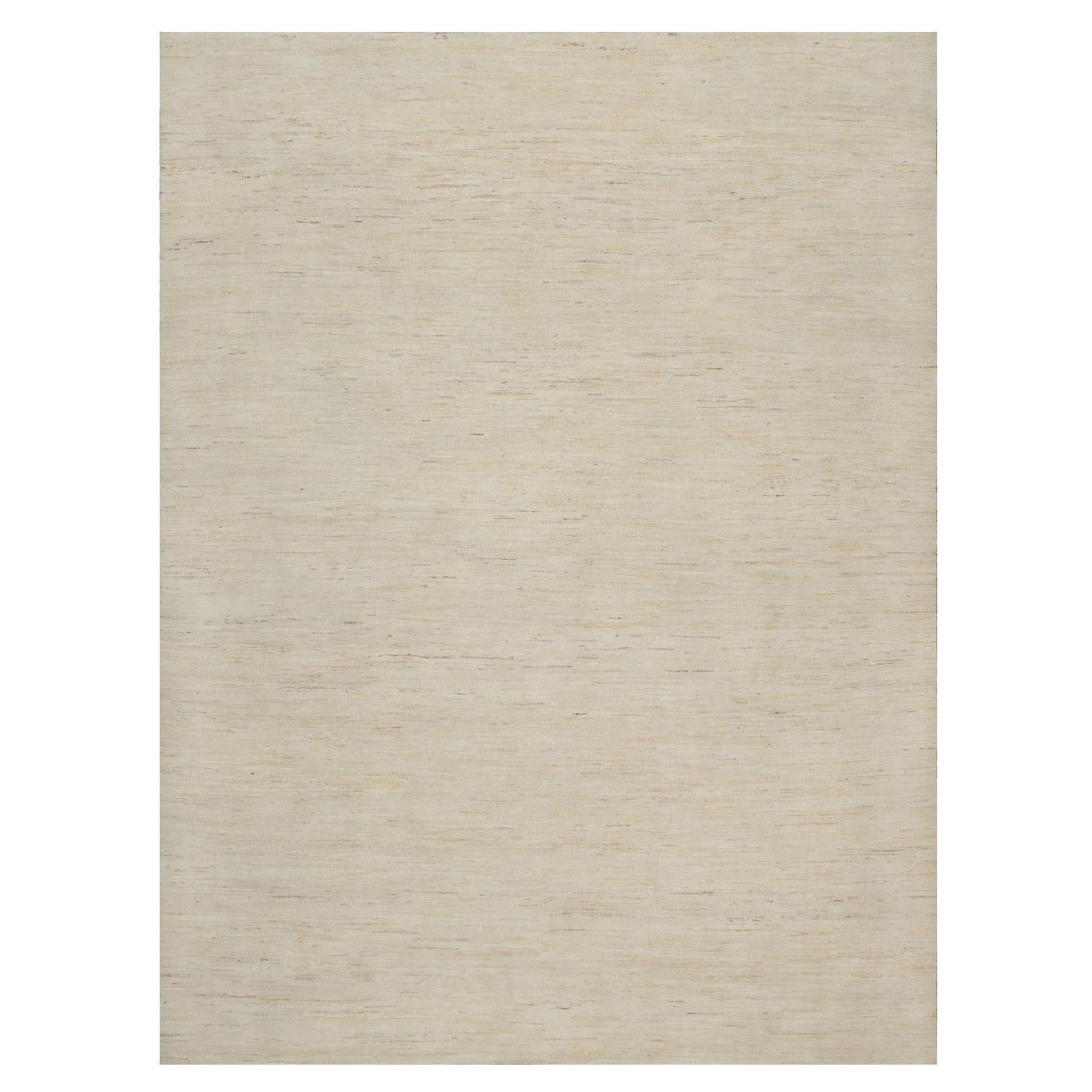 8'10 "x11'8" Chiffon Bianco Moderno Plain Design Annodato a Mano in Pura Lana Orientale Ru