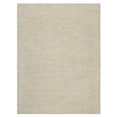 8'10 "x11'8" Chiffon Bianco Moderno Plain Design Annodato a Mano in Pura Lana Orientale Ru