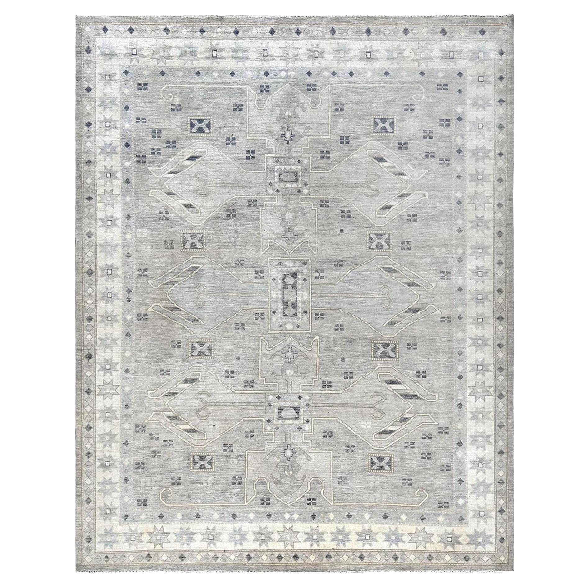 8
10 "x11
8" Wolke Grau Hand geknüpft Anatolian Village Design Wolle Orientteppich