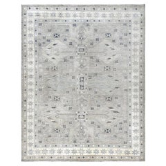 8
10 "x11
8" Wolke Grau Hand geknüpft Anatolian Village Design Wolle Orientteppich