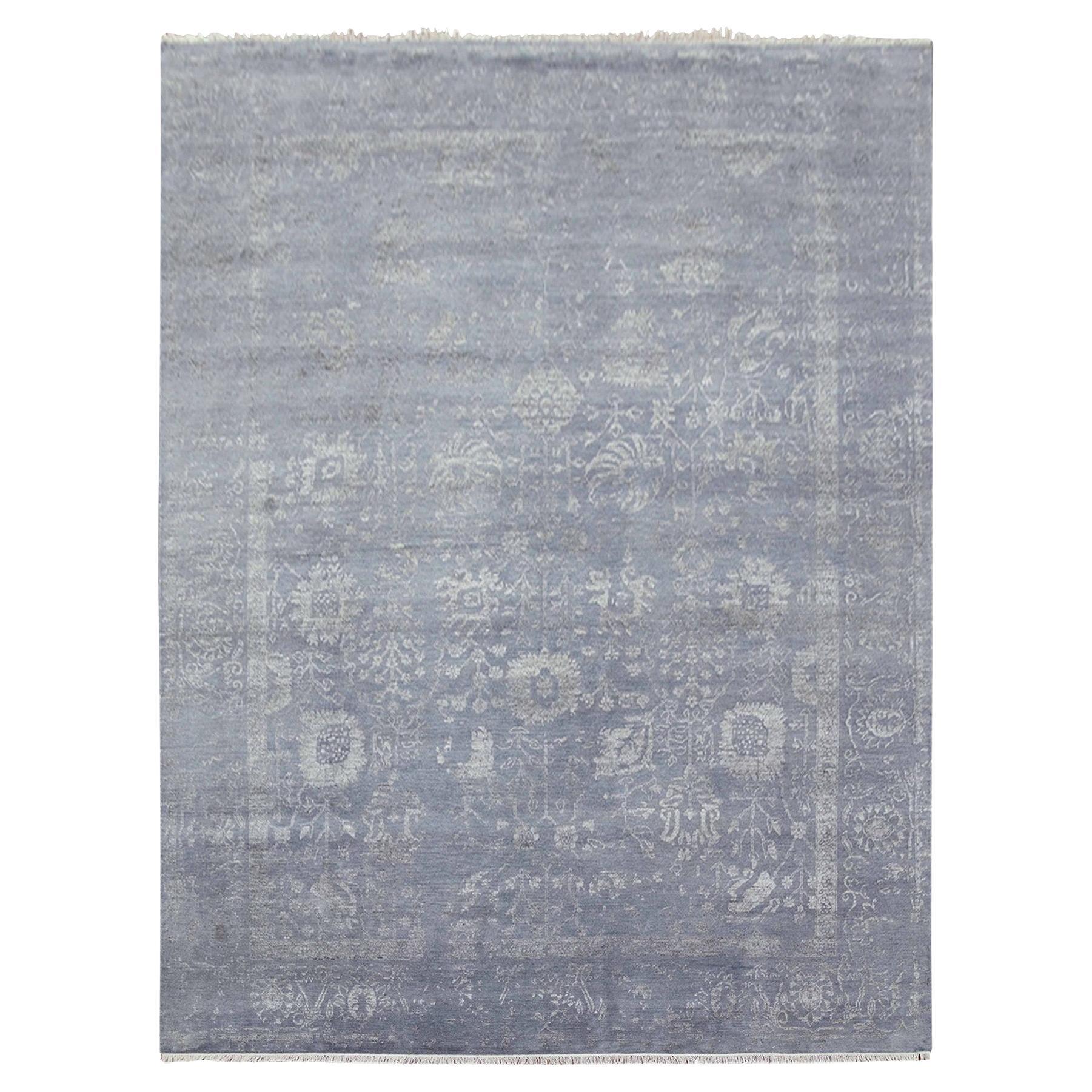 8'10 "x11'8" Davy's Gray, Tappeto Persiano Tabriz Annodato a Mano, Lana e Seta