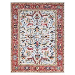 8'10 "x11'8" Grigio Lana Organica Annodata a Mano Afgano Peshawar Serapi Heriz Rugs