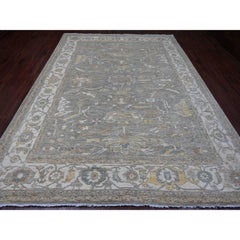 8'10"x11'8" Gray Peshawar All Over Heriz Design Hand Knotted Wool Oriental Rug