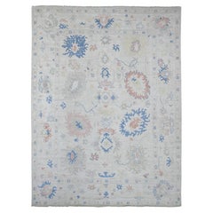 8'10 "x11'8" Tappeto in lana annodato a mano grigio chiaro Afghan Angora Oushak Leaf Design/One