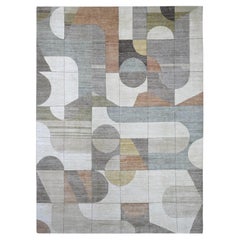8'10"x11'9" Brown Bauhaus Inspired Art Deco Modern Design Hand Knotted Wool Rug