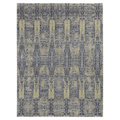 8'10 "x11'9" Butter Yellow Laine et soie Design transitionnel Tapis noué à la main