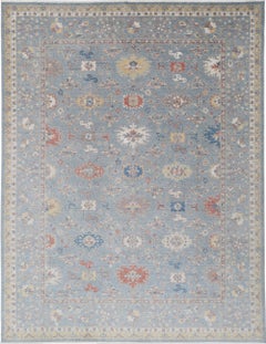 8'10"x11'9" Contemporary Turkish Area Rug, All Wool, Floral Oushak Style Carpet