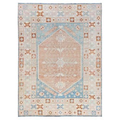 8
10 "x11
9" Orange handgeknüpft reine Wolle Null Flor Anatolian Village Design Teppich