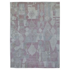 8'10"x11'9" Pink Moroccan Berber with Arts and Crafts Hand Knotted Soft Wool Rug