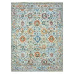8
10 "x12
 Arctic Blue Sultanabad Reimagined Zero Pile Hand Knotted Pure Wool Rug
