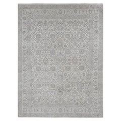 8'10 "x12' Ash Gray Arabesque Motif Tone on Tone Hand Knots Rugs Oriental Silk