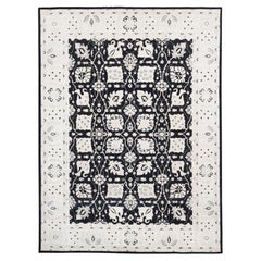 8'10"x12' Black Pure Wool Hand Knotted Afghan Peshawar Oriental Rug