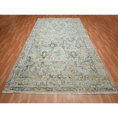 8'10"x12' Brown Tabriz Influence Flower Design Wool & Silk Hand Knotted Rug
