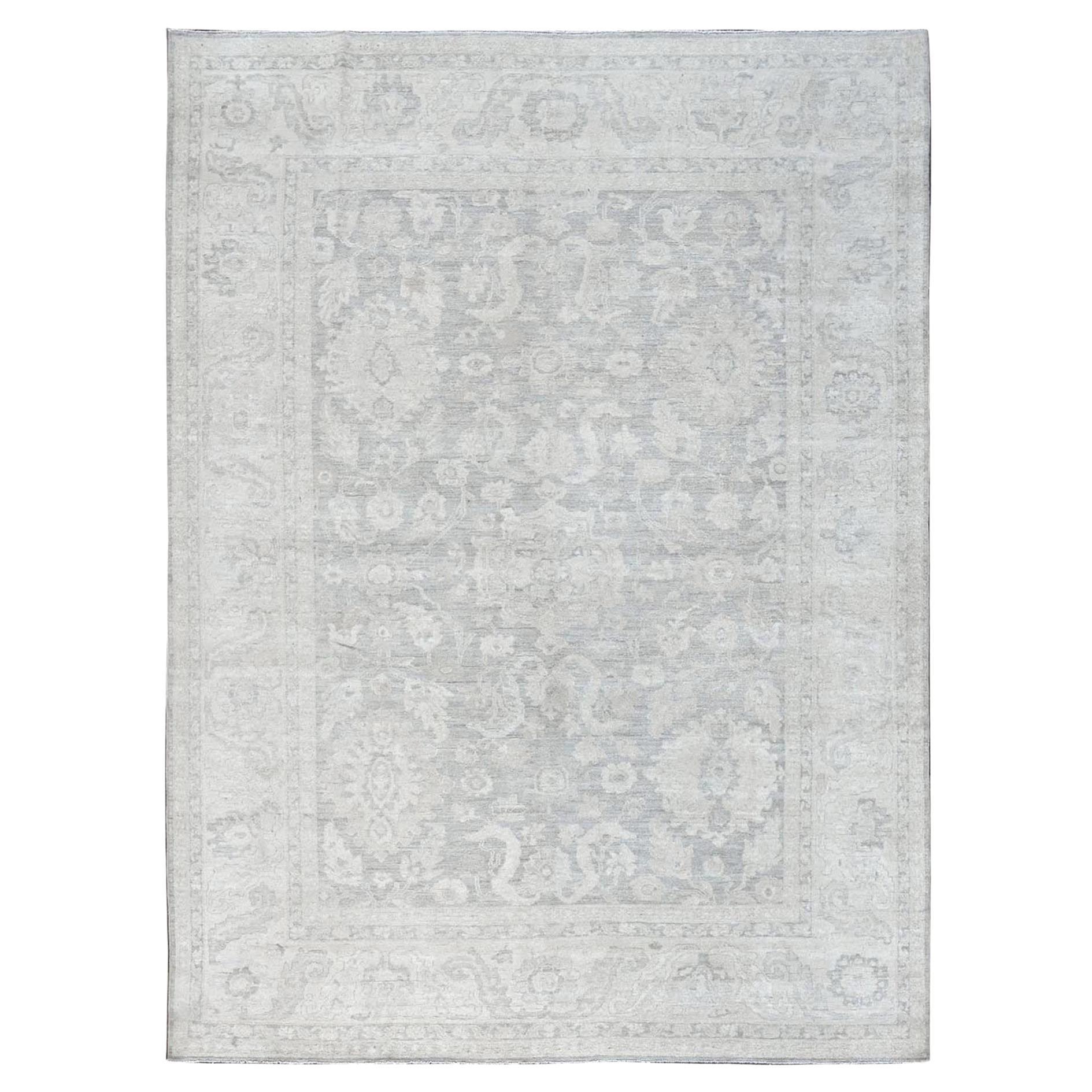 8
10 "x12
Charcoal Gray White Wash Peshawar Leaf Design Wolle Hand Knotted Rug