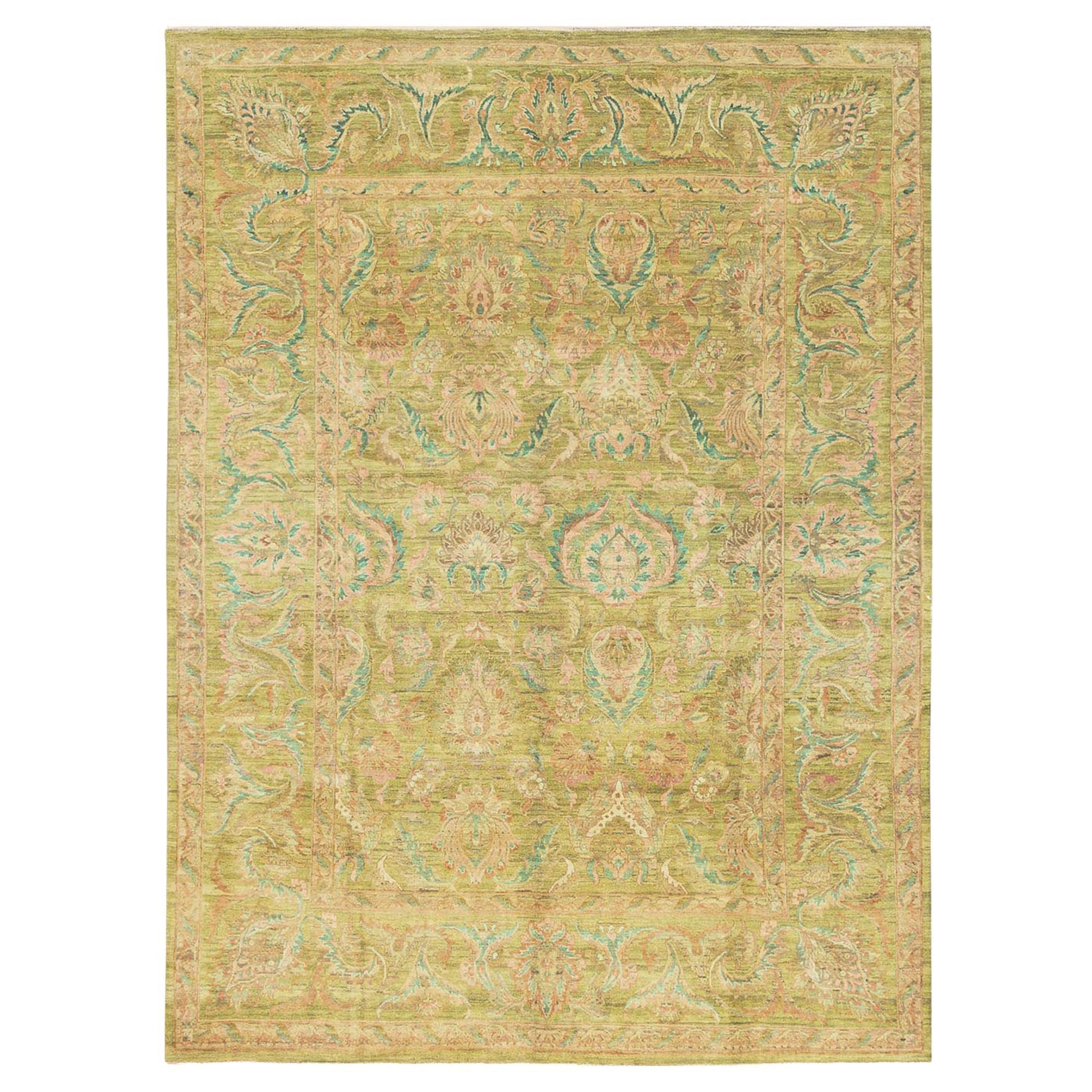 8
10"x12
Chino Green Vintage Rajasthan Washed Hand Knotted Clean Soft Wool Rug