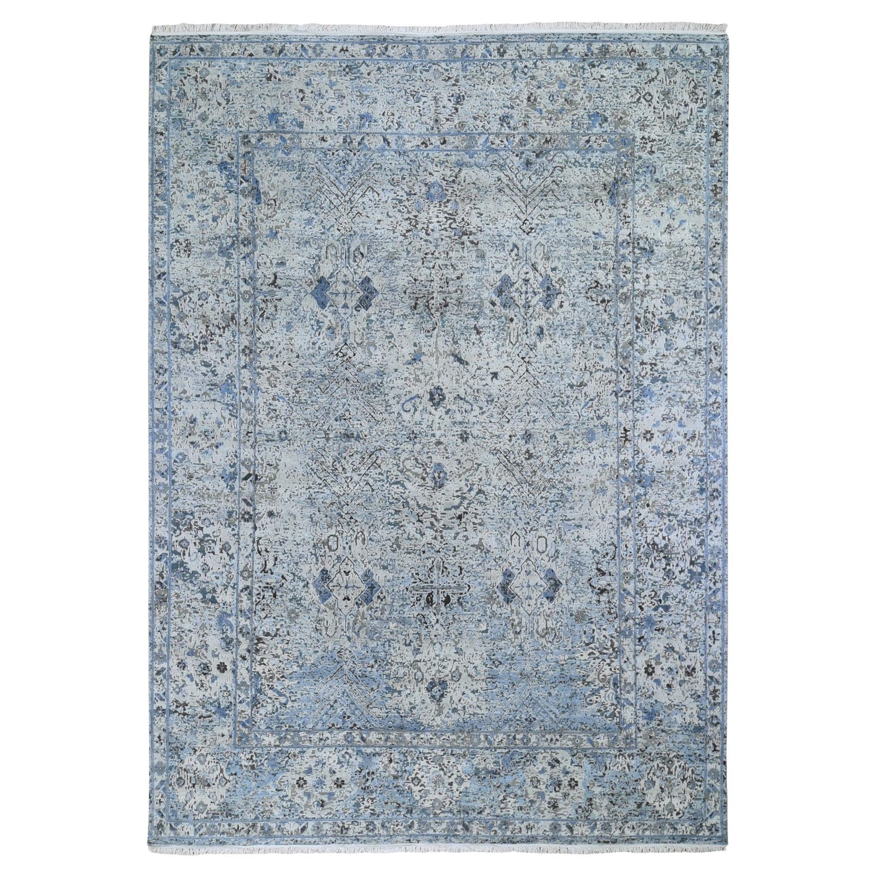 8
10 "x12
Tappeto Oushak Distressed in pura seta e lana testurizzata annodato a mano