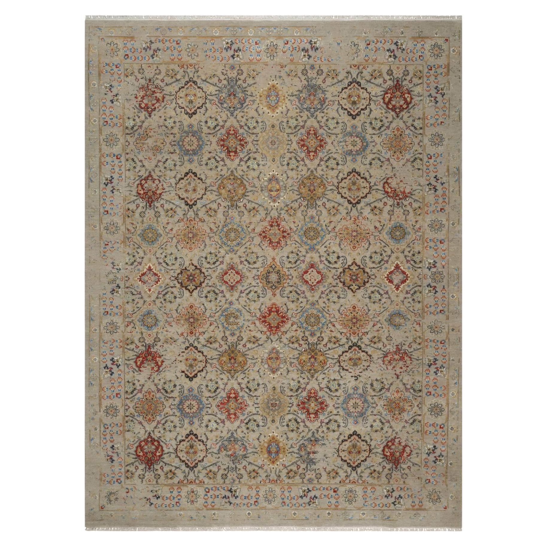 8
10 "x12
Kiesbraun Handgeknüpft THE SUNSET ROSETTES Teppich aus Wolle und reiner Seide