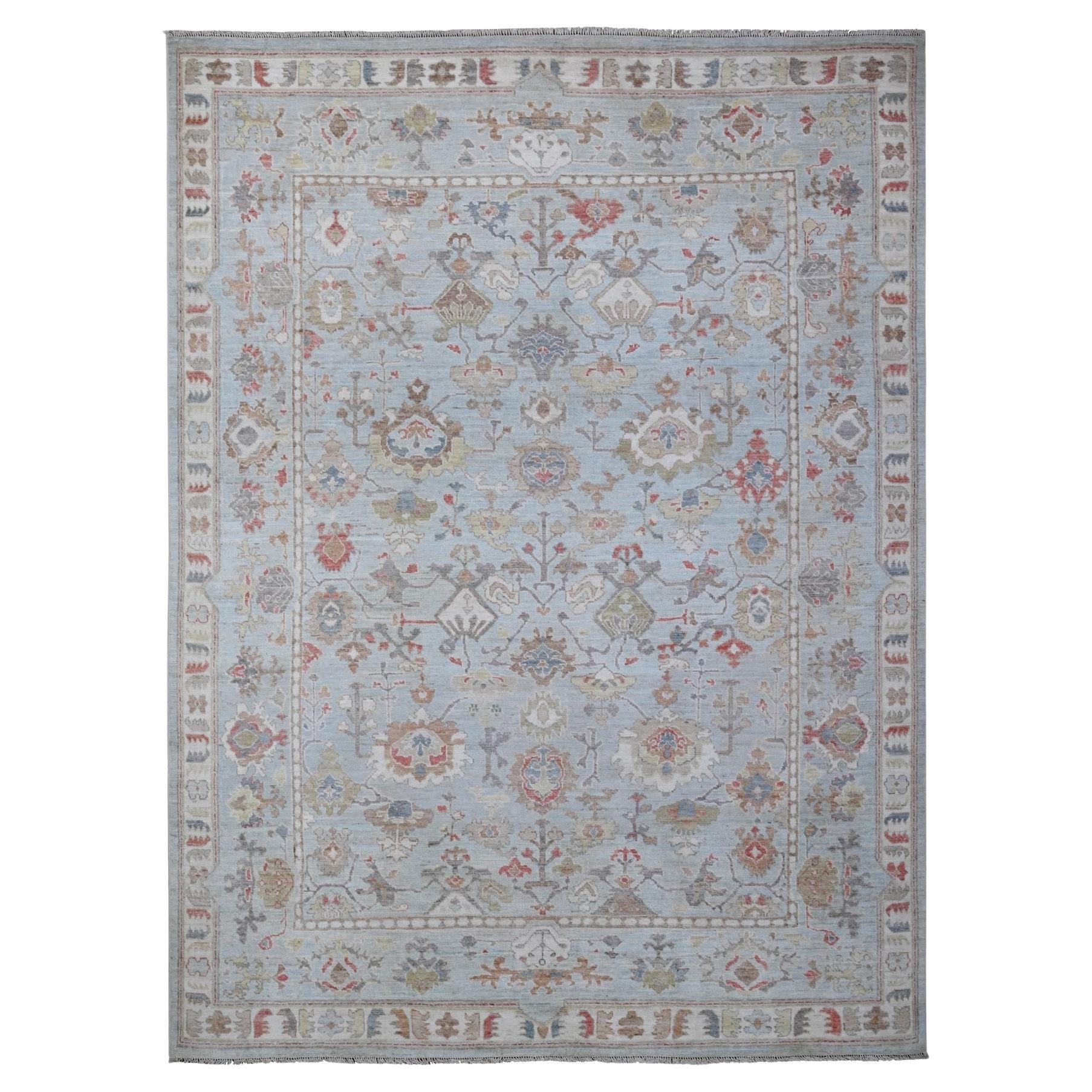 8
10 "x12
 Eisberg Blau Handgeknüpfter Afghanischer Angora Oushak Orientteppich