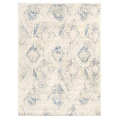 8'10"x12' Ivory Modern Design Hand Knotted Silk with Textured Wool Oriental Rug