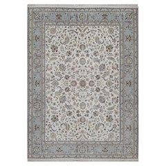 8'10"x12' Ivory Nain with Flower Design 250 KPSI Wool and Silk Hand Knotted Rug