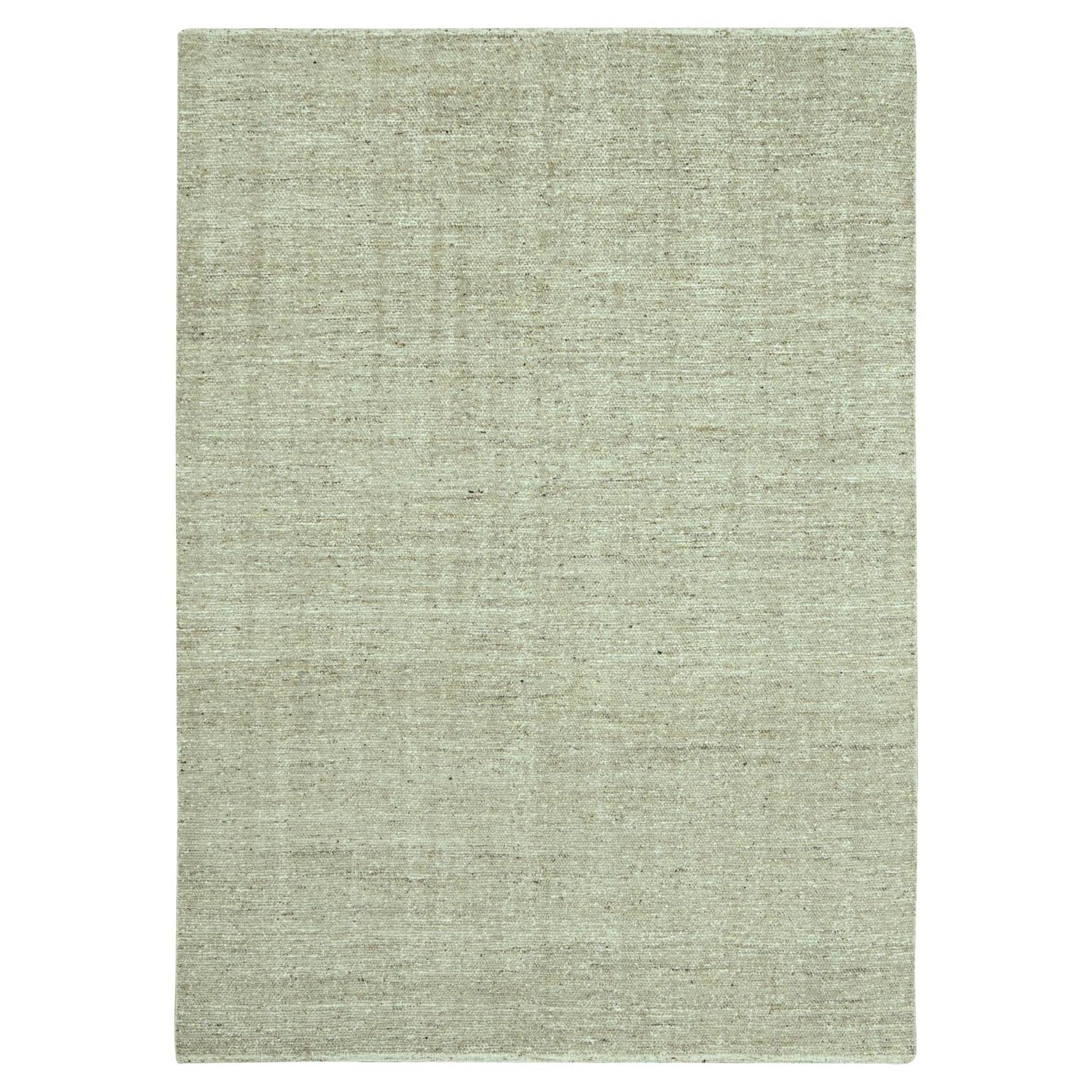 8'10"x12' Khaki Brown Hand Knotted Undyed Natural Textured Soft Wool Modern Rug