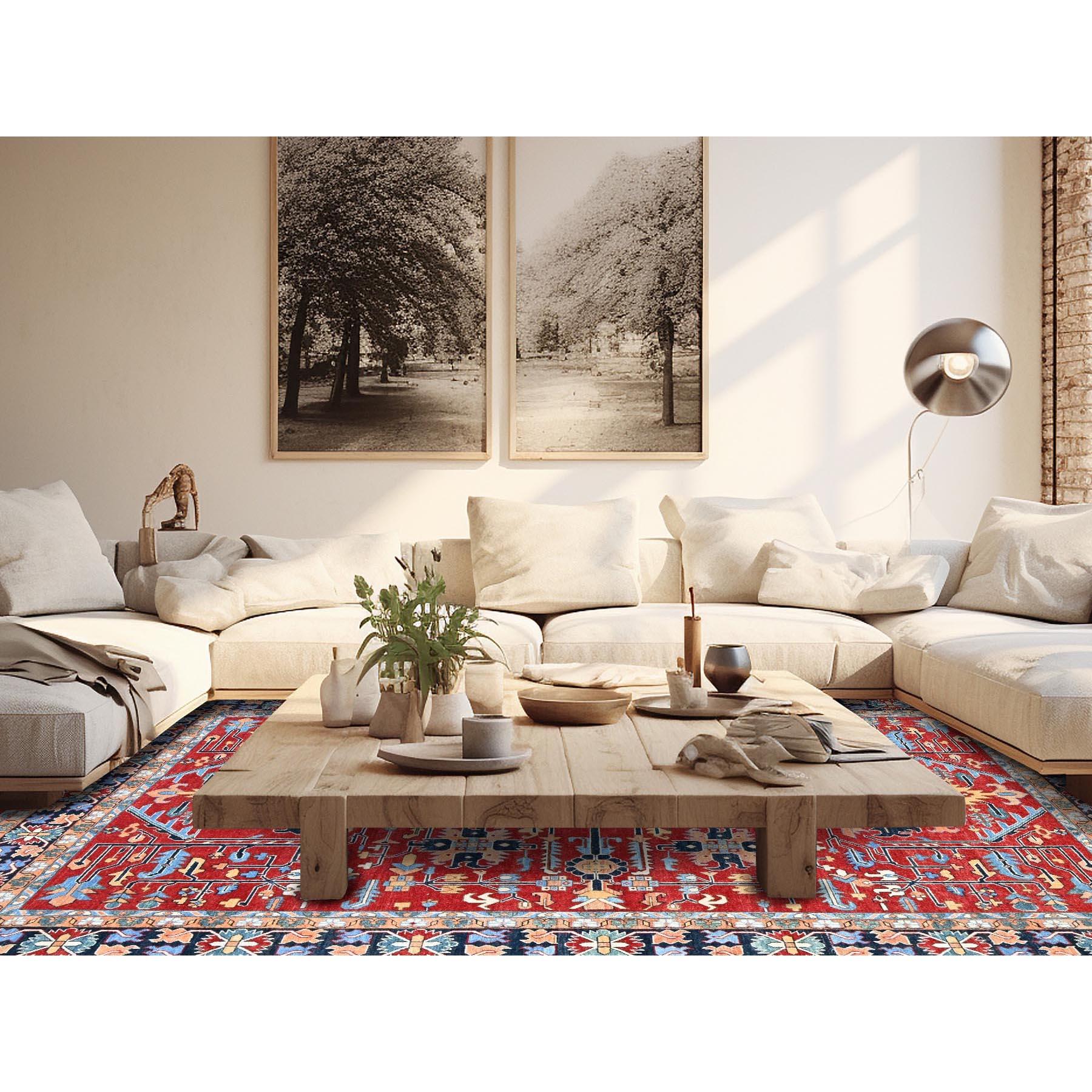 Crimson Red, Afghan Peshawar with Serapi Heriz All Over Arrow Design, Hand Knotted, 100% Wool, Soft Pile, Densely Woven, Oriental Rug 
Primary materials: Wool
Latex: No Pile 
height: 0.25 Inches
Style: Traditional
Primary color: Red
Secondary