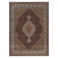 8
10"x12
 Ruby Red Tabriz Mahi Fish Medallion Design 100% Wool Hand Knotted Rug