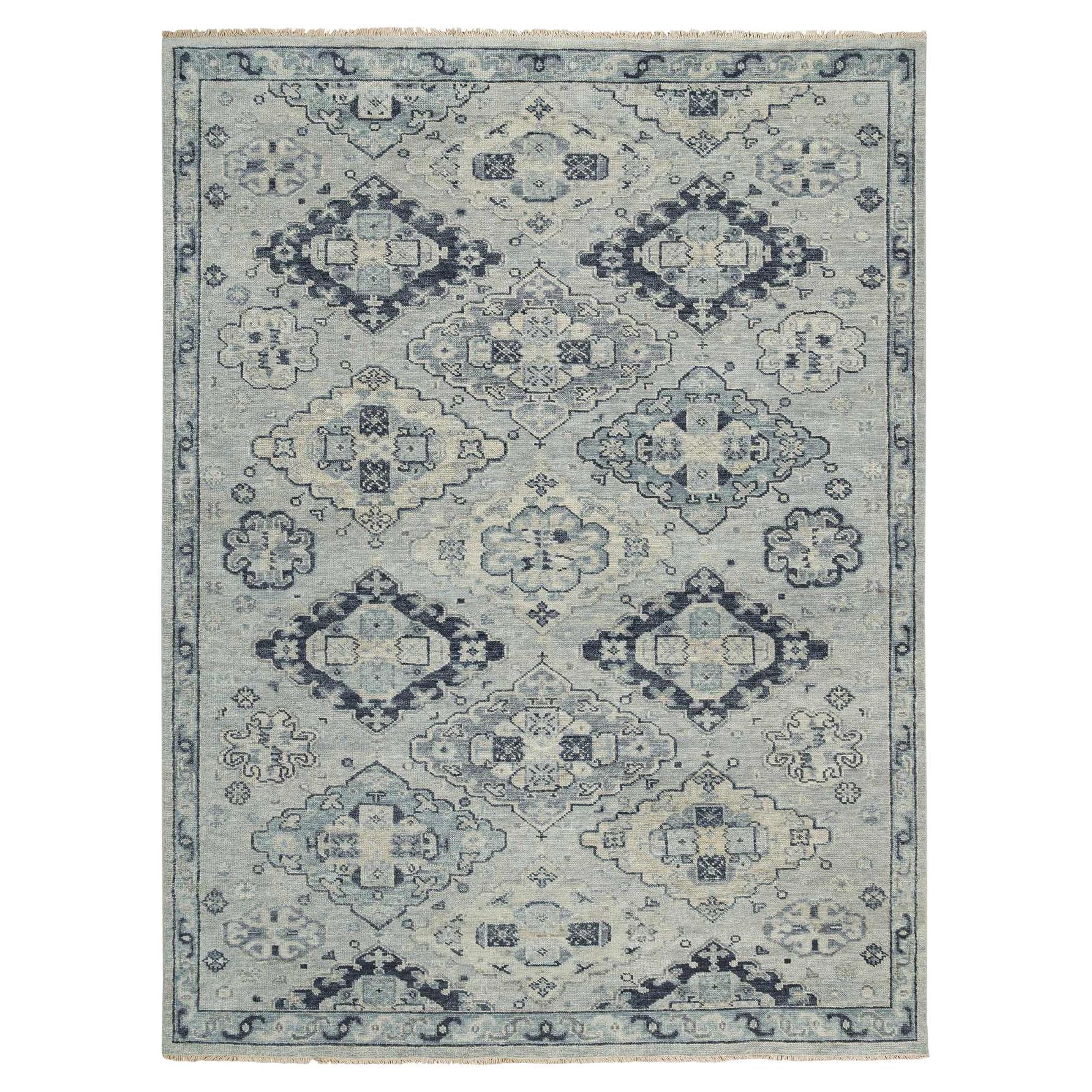 8'10"x12' Silver Gray, Extra Soft Wool Hand Knotted, Anatolian Design Rug