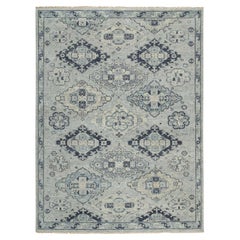 8'10"x12' Silver Gray, Extra Soft Wool Hand Knotted, Anatolian Design Rug