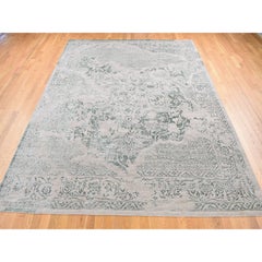 8'10"x12' Tan Color, Broken Heriz Design, Wool and Silk Hand Knotted, Rug