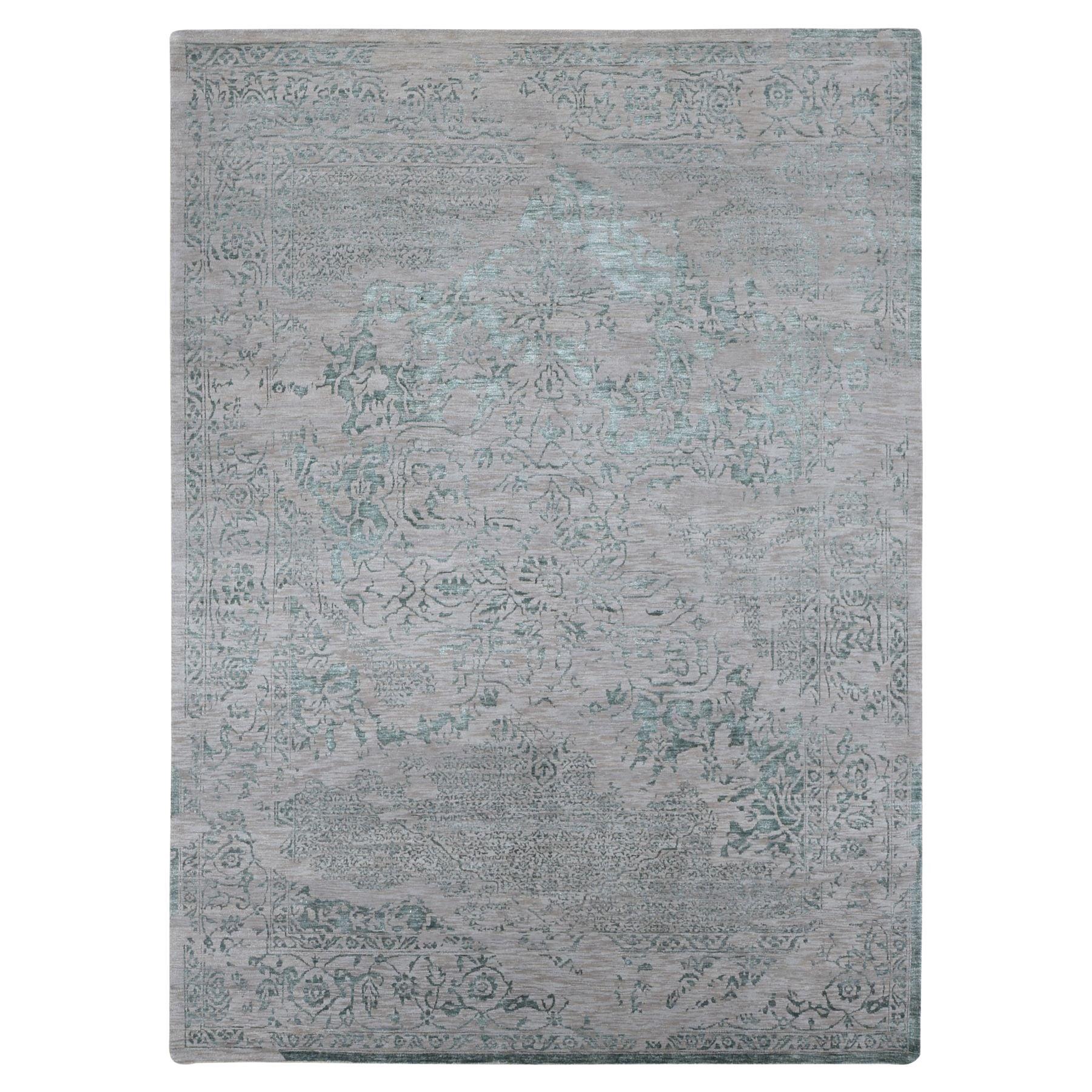 8'10"x12' Tan Color, Broken Heriz Design, Wool and Silk Hand Knotted, Rug