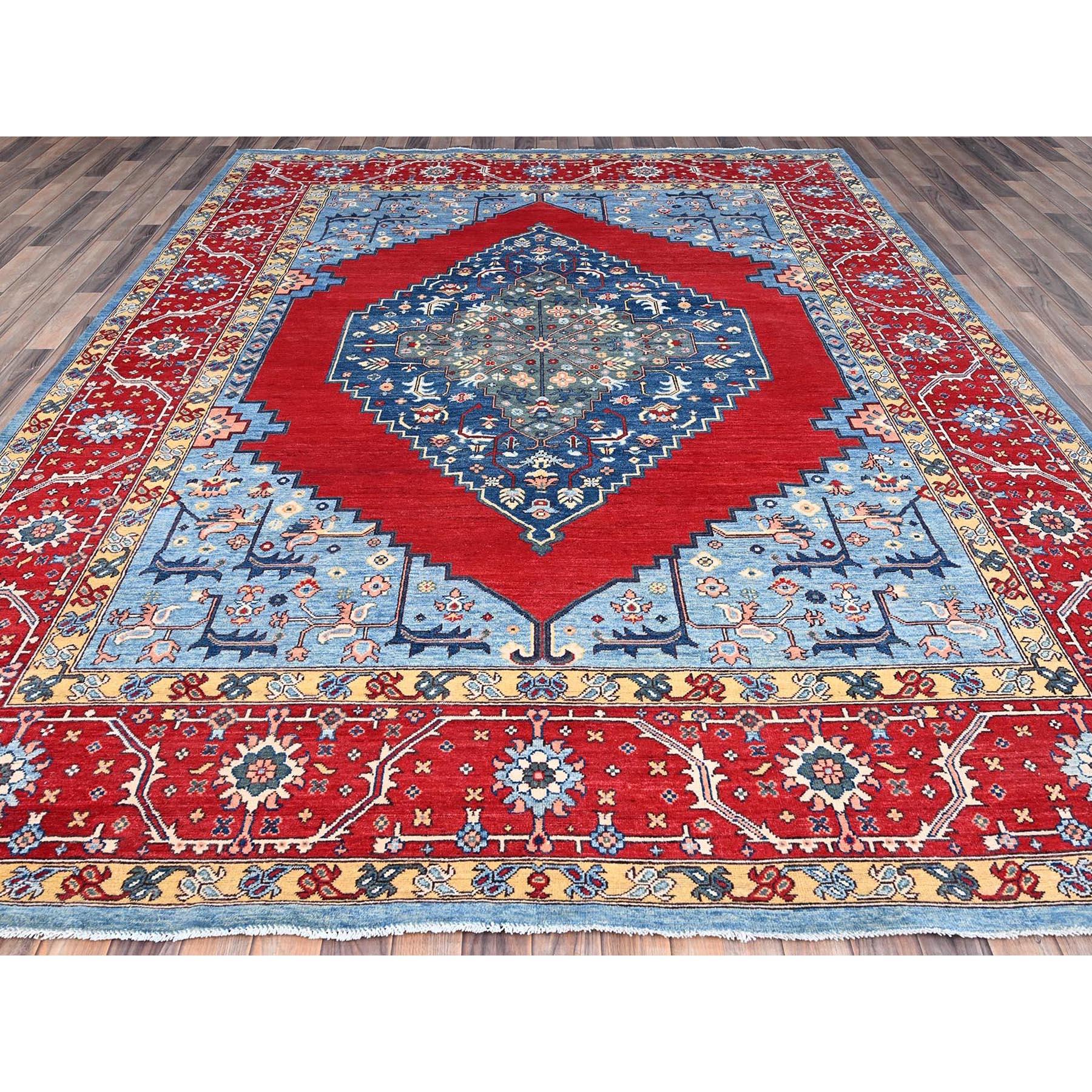 This is a truly genuine one-of-a-kind Afghan Heriz Serapi Open Field Bakshaish Design, Hand Knotted, Pure Wool, Oriental Rug. It has been Knotted for months and months in the centuries-old weaving craftsmanship techniques by expert artisans.
Primary