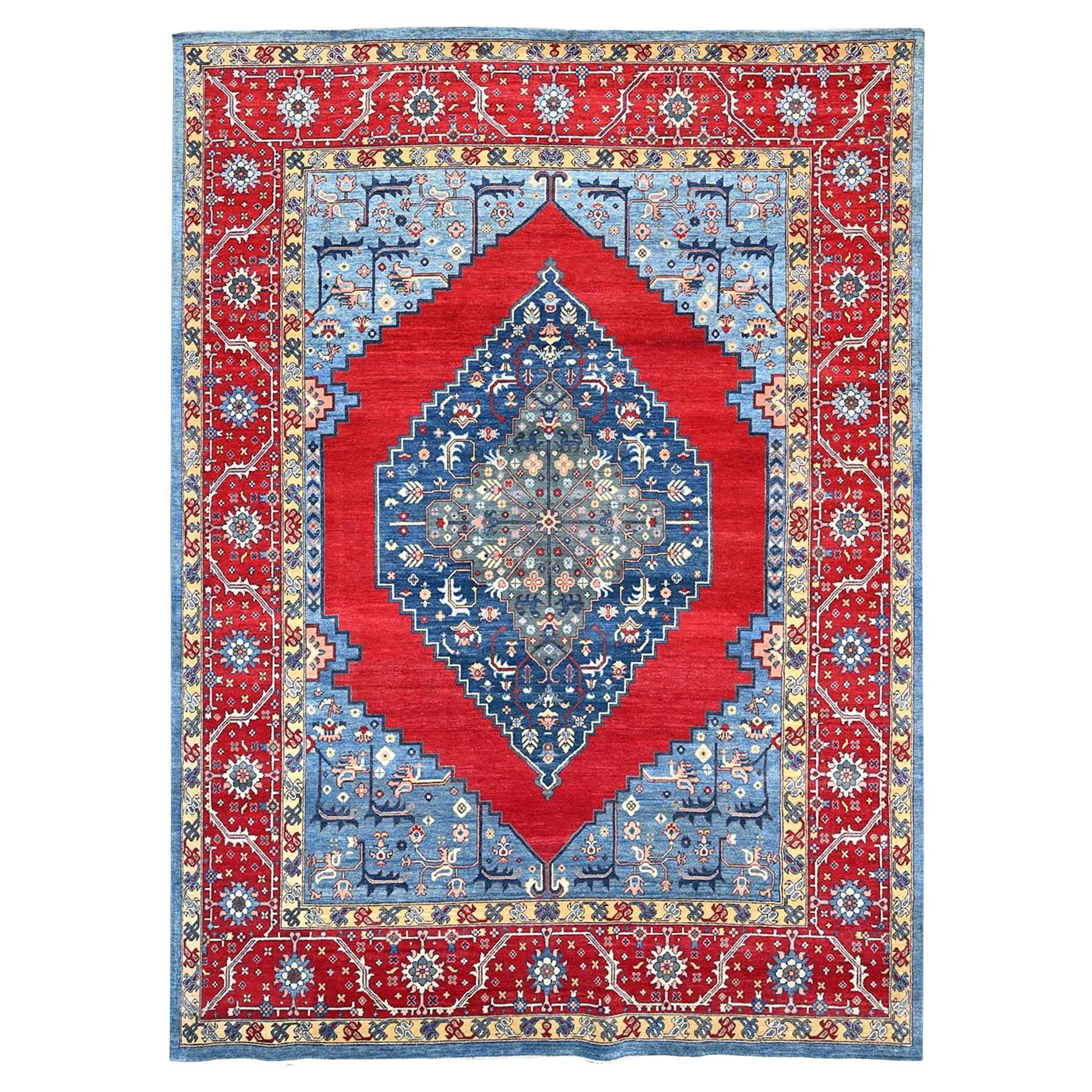 8'10"x12' Tomato Red Afghan Heris Seeripe Bakshaish Design 100% Wool Rug For Sale