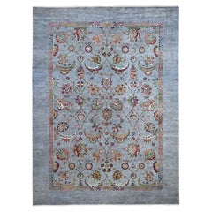 8'10"x12' Window Gray Sultani Tebraz Shah Abbas Wool Hand Knotted Oriental Rug