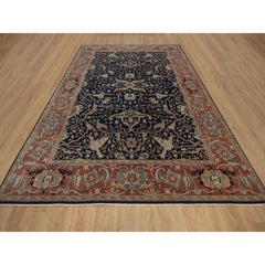 8'10"x12'1" Midnight Blue Antiqued Heriz All Over Design Hand Knotted Wool Rug