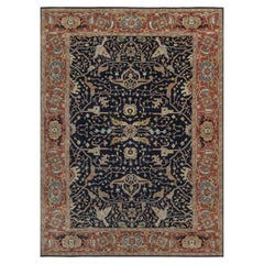 8'10"x12'1" Midnight Blue Antiqued Heriz All Over Design Hand Knotted Wool Rug