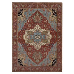 8'10"x12'1" Red Antiqued Fine Heriz Re-Creation Wool Hand Knotted Oriental Rug