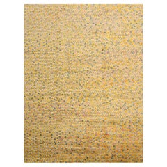 8'10 "x12'2" Ambra Oro THE BUTTONS Sari Seta Annodato a Mano Tappeto Orientale