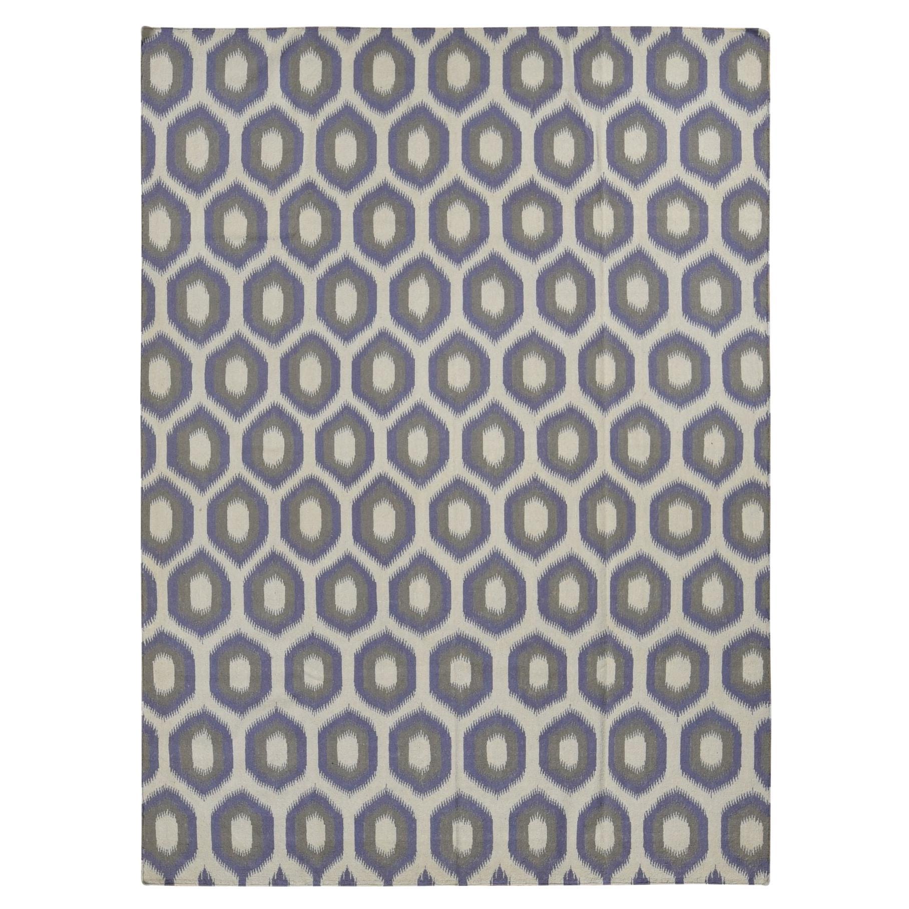 8
10

x12
2

 Beige with Purple Flat Weave Durie Kilim Hand Woven Pure Wool Rug For Sale