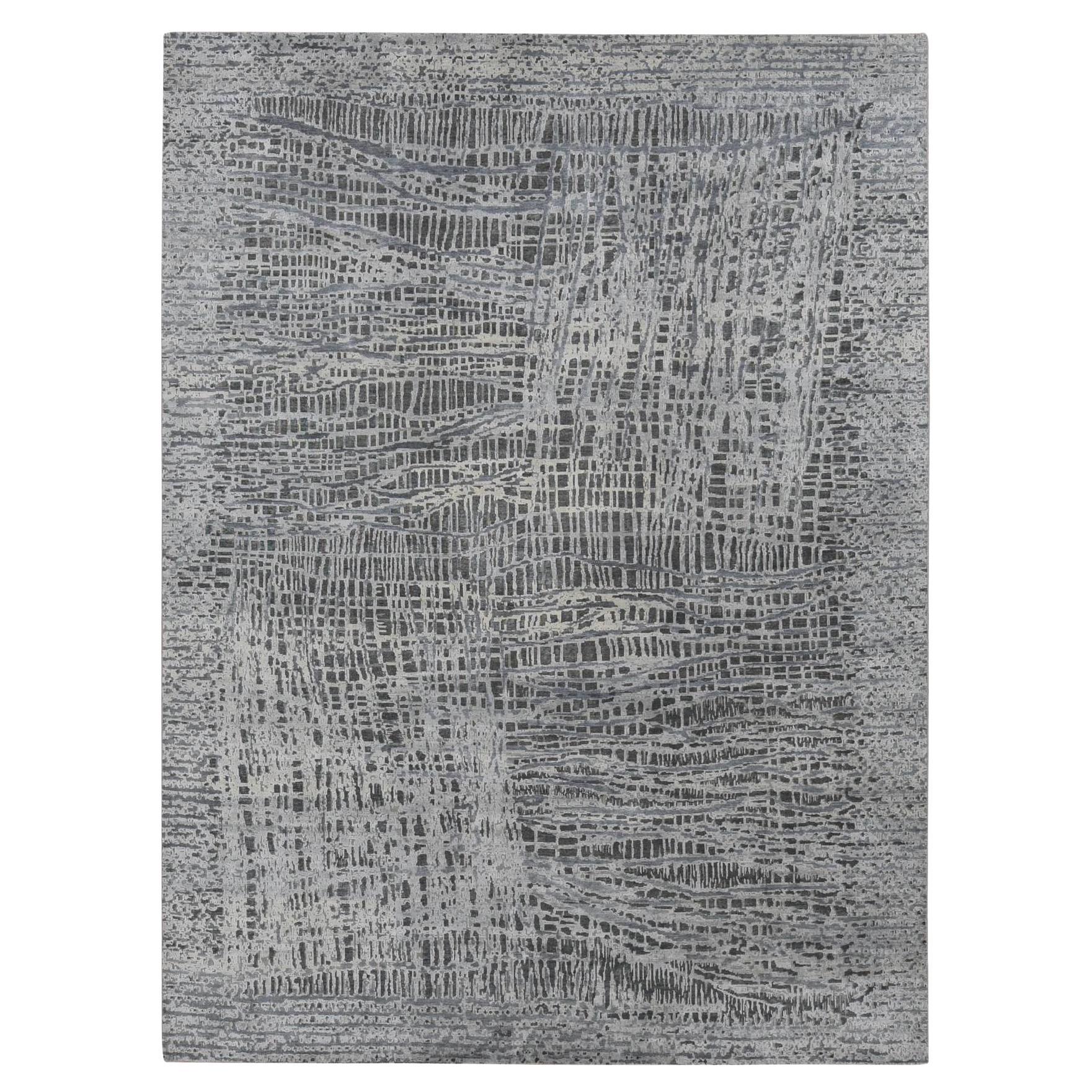 8'10 "x12'2" Cloud Gray THE LOST BRANCHES Tappeto in seta con lana annodato a mano in vendita