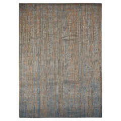 8
10"x12
2" Sky Blue, Vertical Ombre Design, Silk with Wool, Hand Knotted Rug