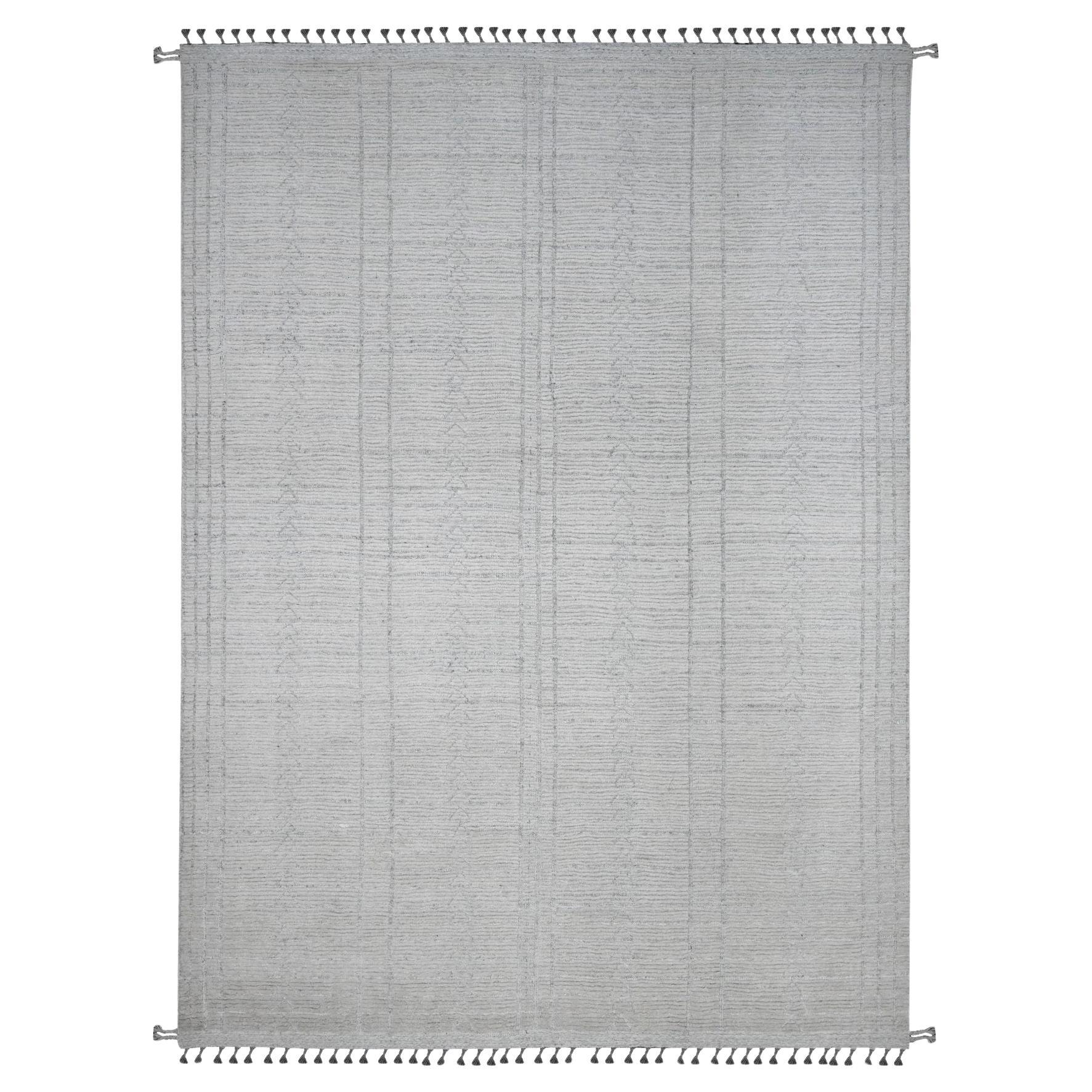 8
10 "x12
2" Weißer marokkanischer Weave Line Design handgeknüpft weiche Wolle Orientteppich