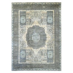 8'10 "x12'3" Alfombra de pura lana anudada a mano con motivos de la dinastía mameluca marfil del siglo XIV