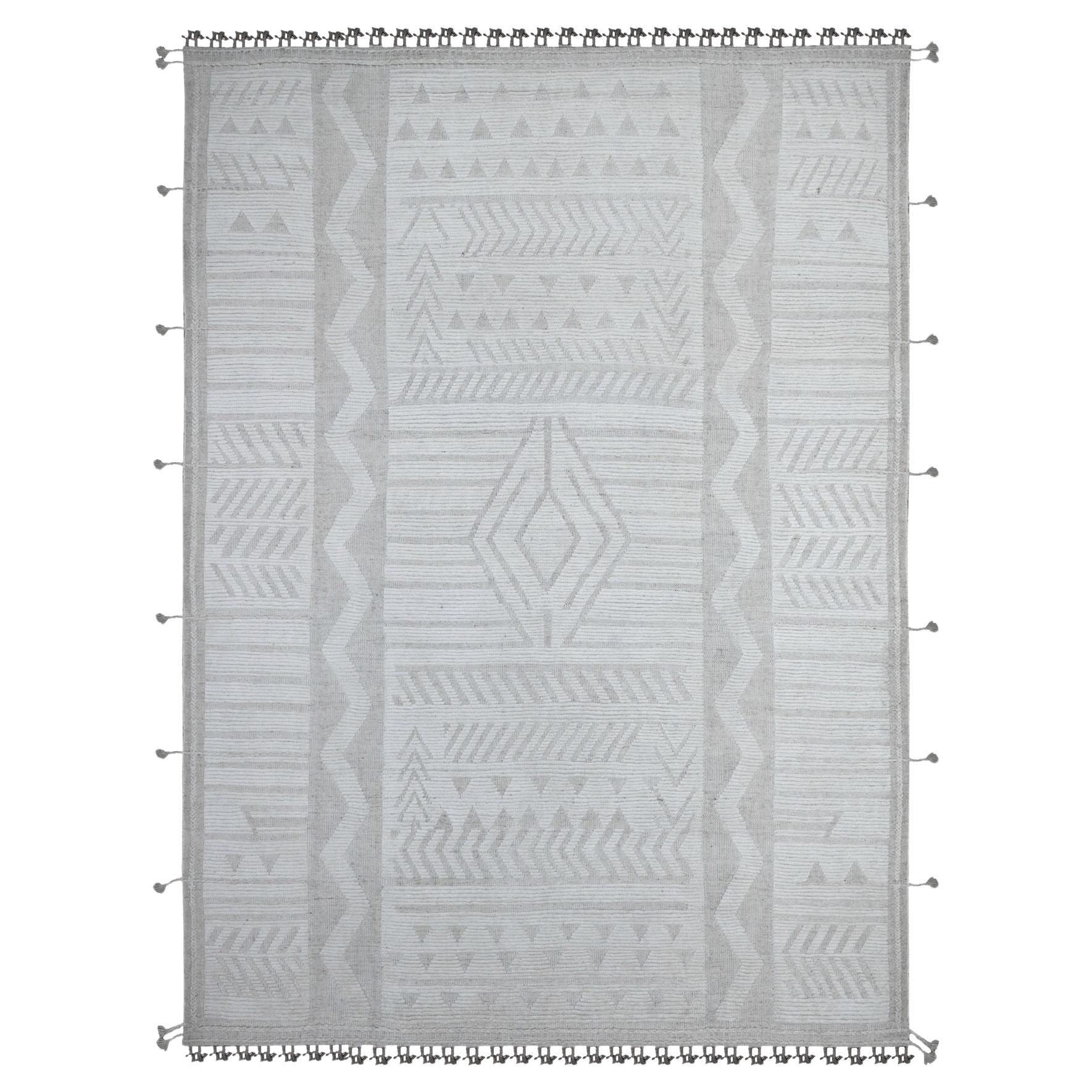 8'10"x12'3" Lazy Gray Hand Knotted Geometric Moroccan Weave Wool Oriental Rug