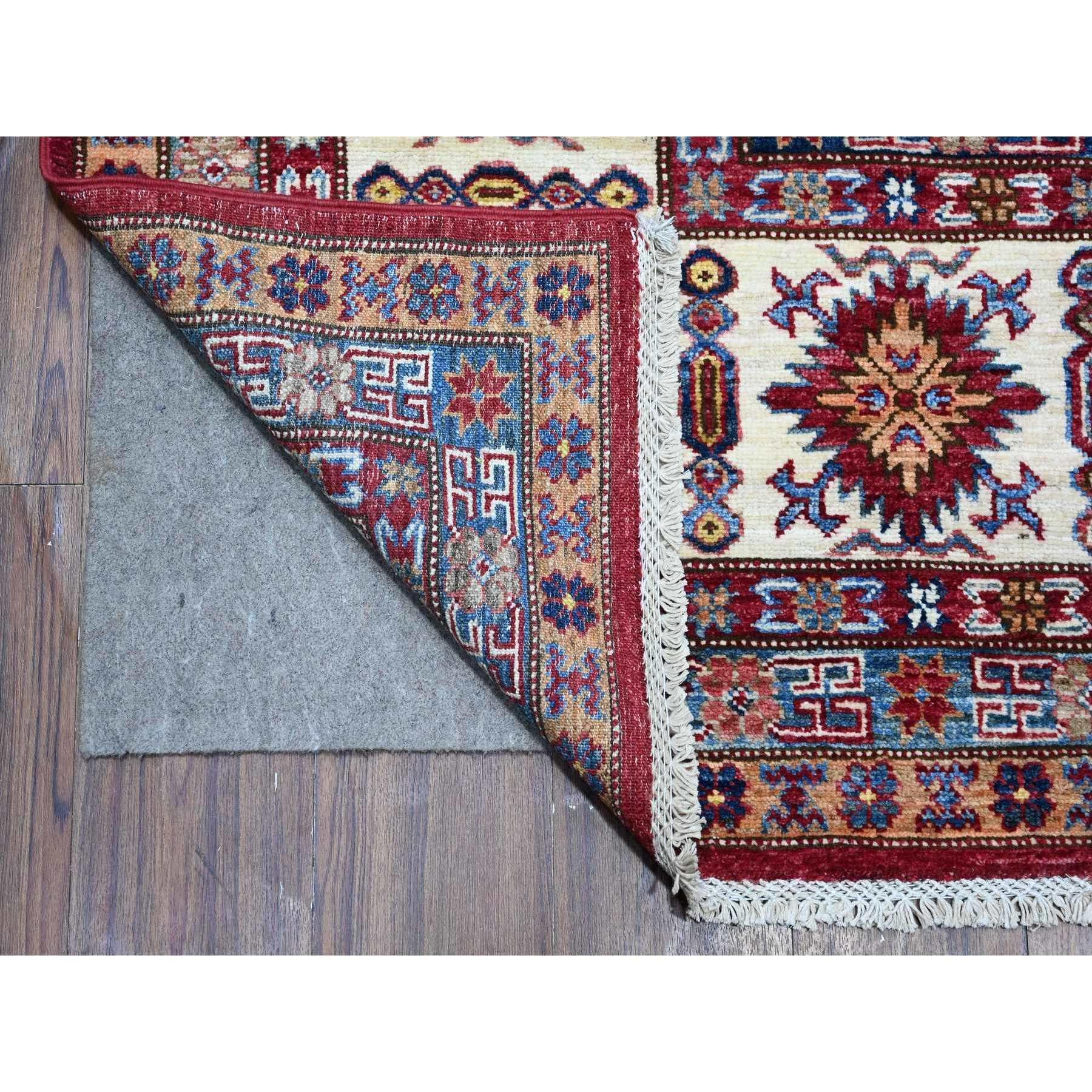Afghan Tapis oriental noué à la main rouge écarlate afghan super Kazak 8'10