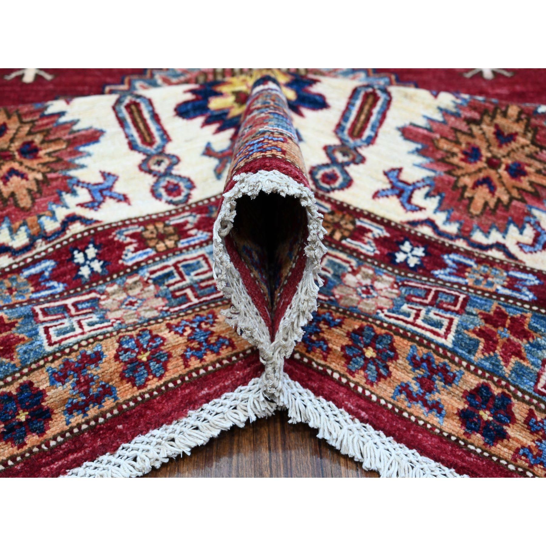 Noué à la main Tapis oriental noué à la main rouge écarlate afghan super Kazak 8'10