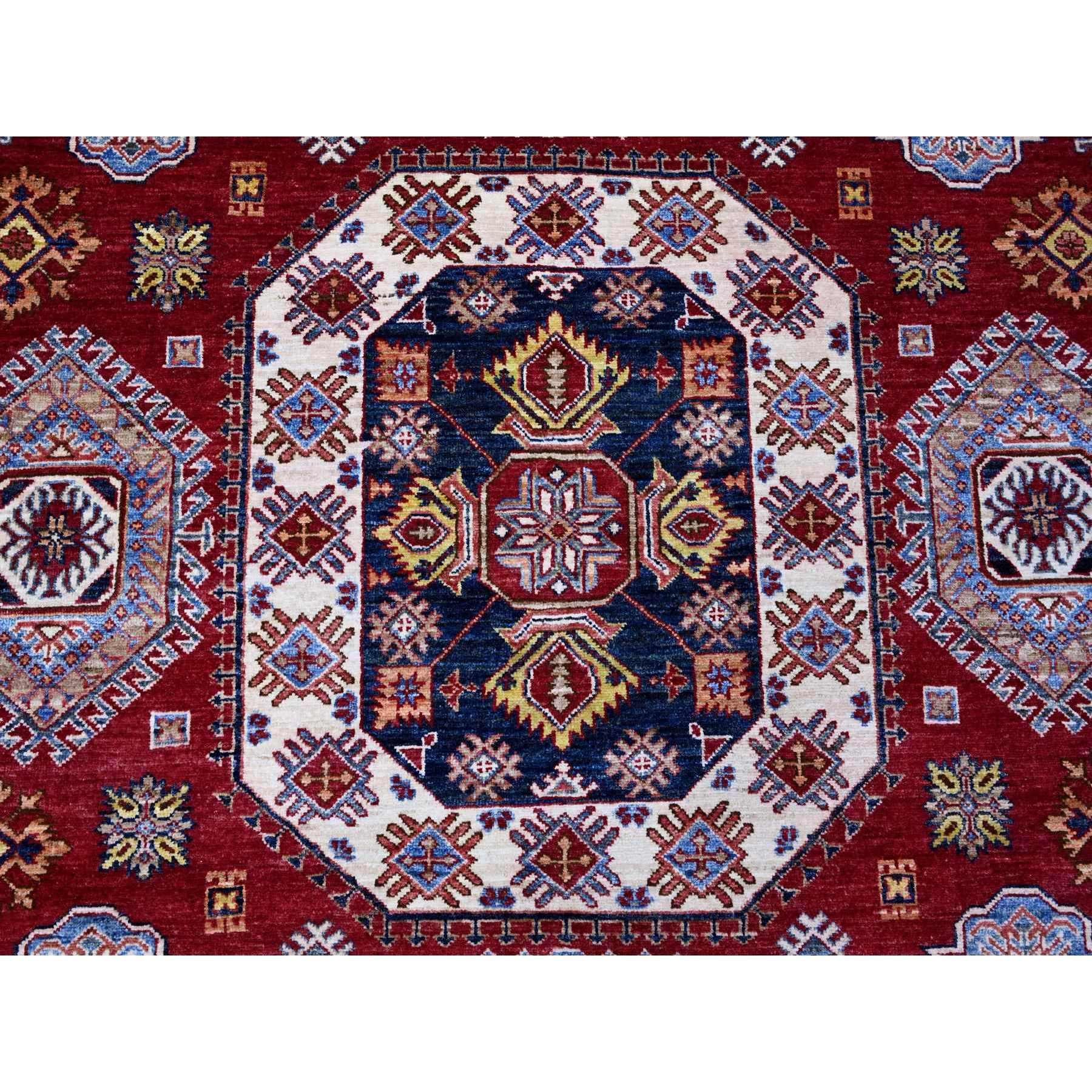 Laine Tapis oriental noué à la main rouge écarlate afghan super Kazak 8'10